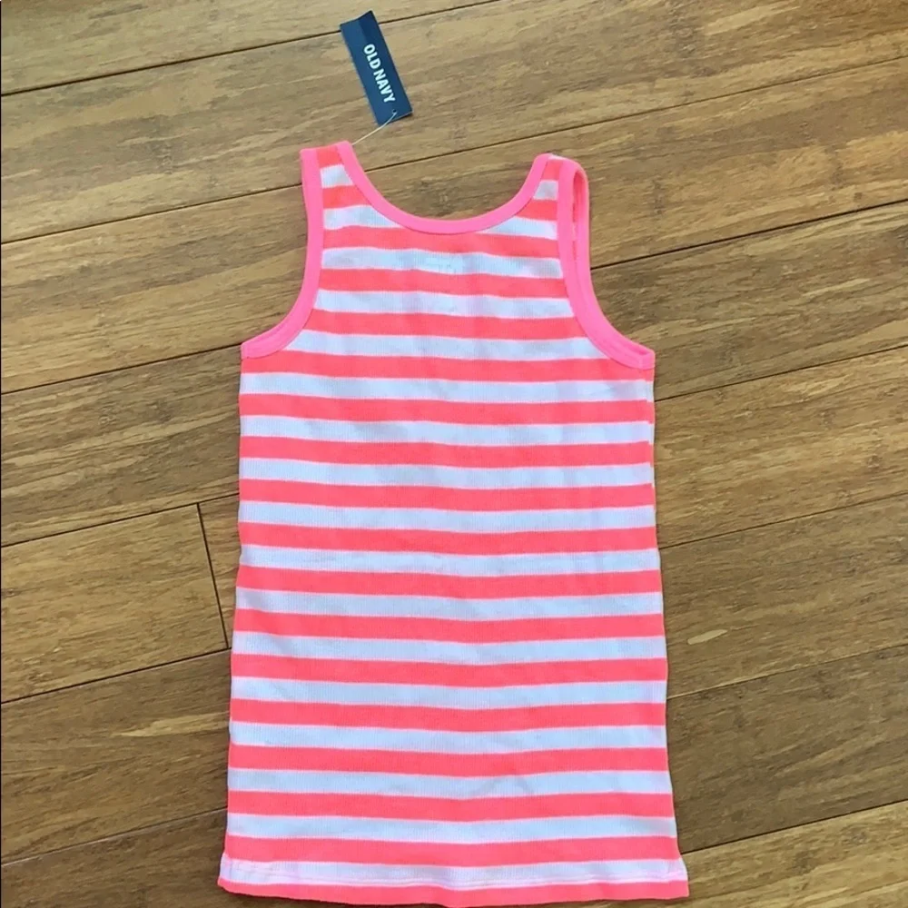 NEW OLD NAVY Girls Neon Pink Striped Tank sz S 6/7